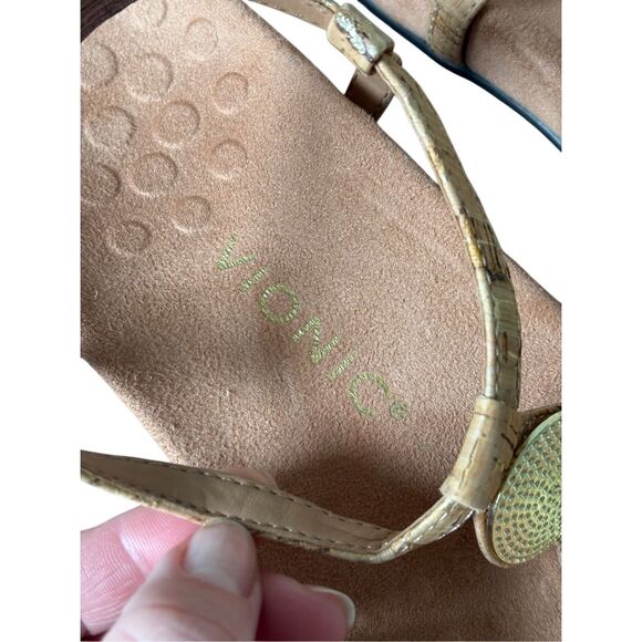 Vionic Womens Lizbeth size 9 Gold Cork Open Toe Slingback - Picture 3 of 8